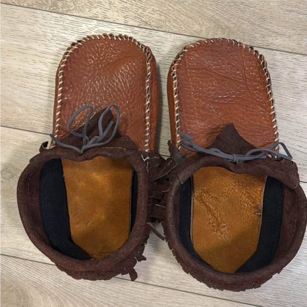Brown Leather Moccasin Slippers